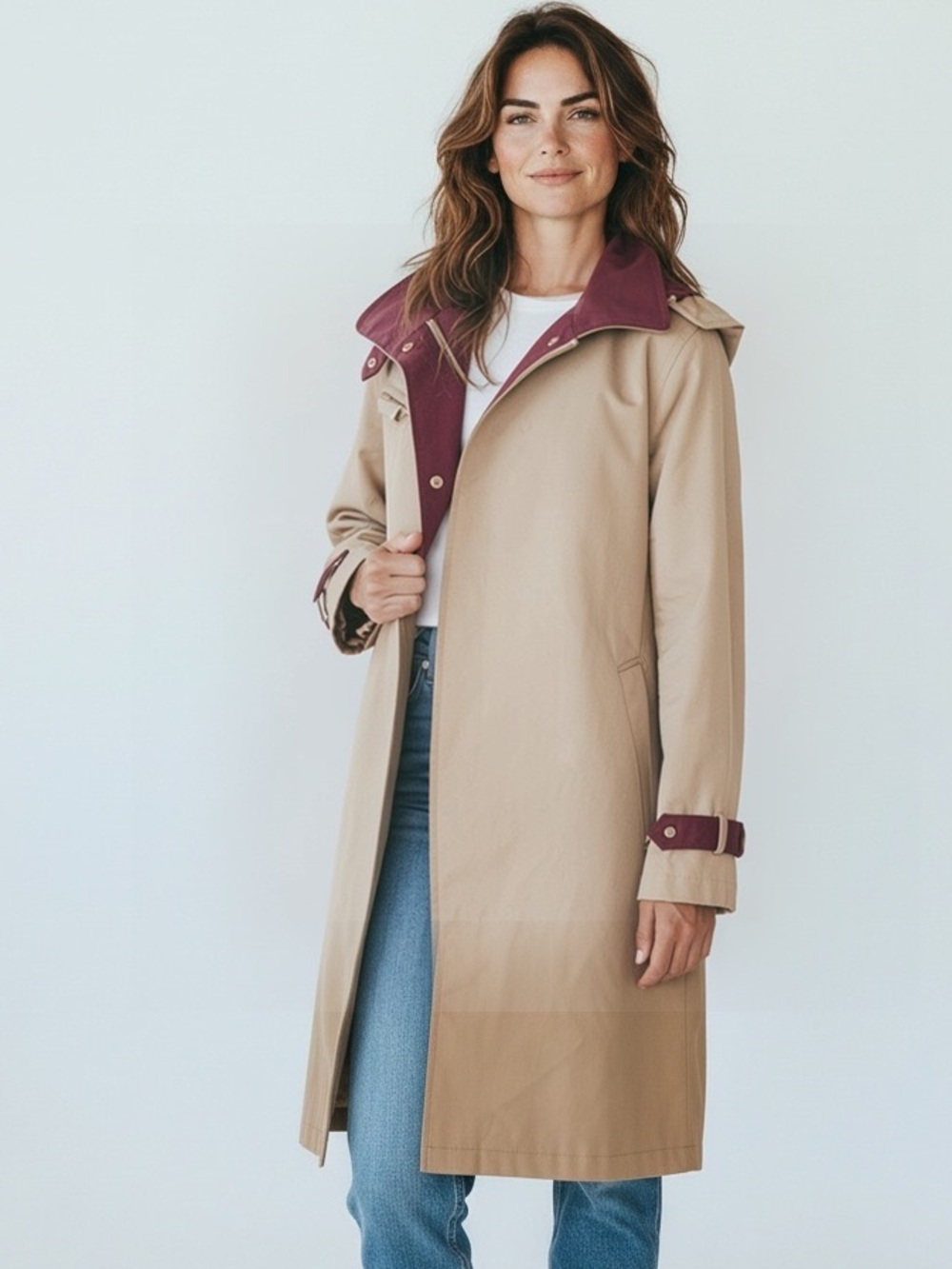 Gallery New York, hooded rain, jacket, trenchcoat size large perfect condition
